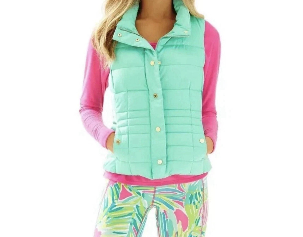 Lilly Pulitzer Isabelle Down Feathers Puffer Mint Green Vest USA Size Small